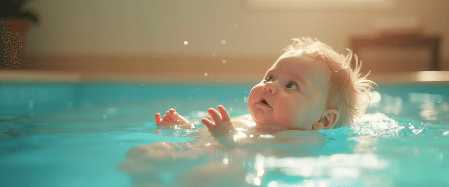 Veiligheid bij baby's eerste zwemles met zwemtrainer